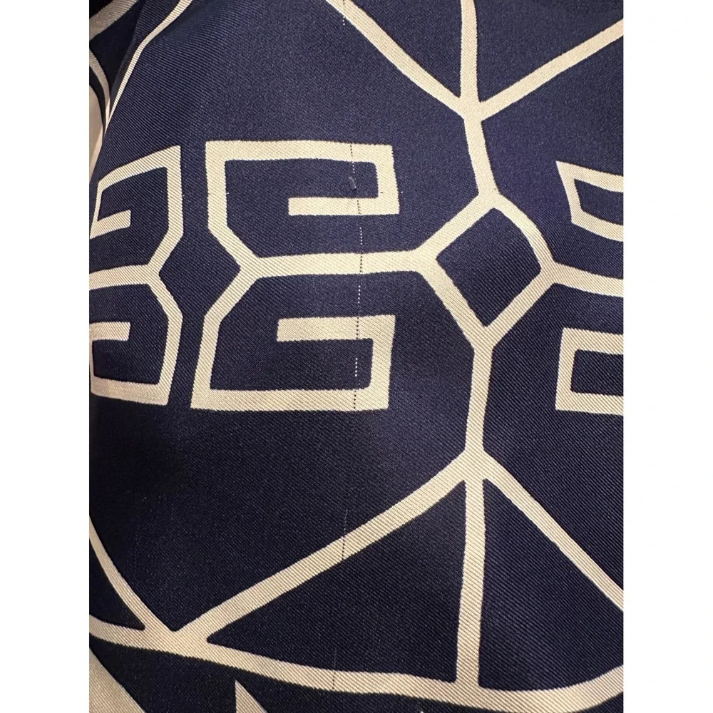 Charles Jourdan Paris Vintage Silk Scarf Navy Blue Cream Greek Key Geometric